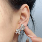 Brass Plated 18K Gold Anti Allergy Fashion Personalized Cute Bow Earrings for Women