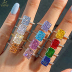S925 Silver Women's Romantic Ring French Super Flash Square 8A Ice Flower Cut Zircon Niche Design mainly made Alloy for Party