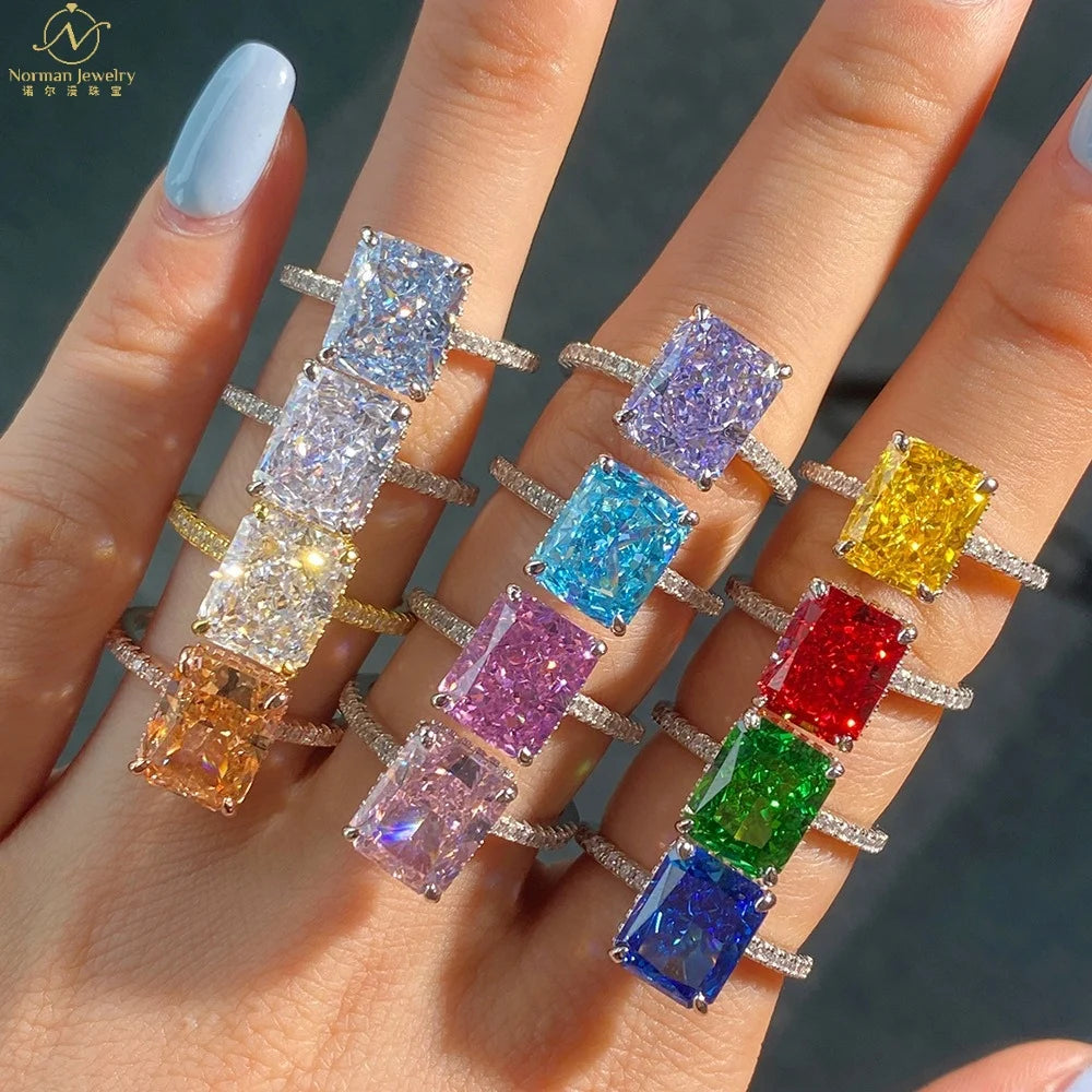 S925 Silver Women's Romantic Ring French Super Flash Square 8A Ice Flower Cut Zircon Niche Design mainly made Alloy for Party