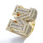 New Hip Hop M-Character Zircon Letter Ring Wholesale Men's Trendy Style Trendy Men's Personalized Ring