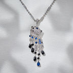 High-End Fashionable Women's Diamond-Inlaid Brass Necklace with Zircon Fan-Shaped Pendant Rose Gold for Wedding Anniversary Gift