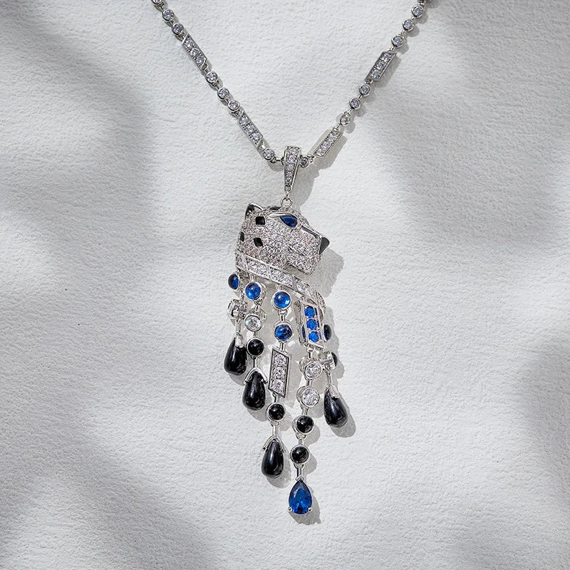 High-End Fashionable Women's Diamond-Inlaid Brass Necklace with Zircon Fan-Shaped Pendant Rose Gold for Wedding Anniversary Gift