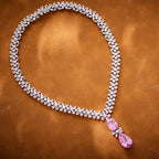 Luxury French Pearl Studded Teardrop Necklace for Women Trendy Collarbone Chain Diamond Necklace for Wedding or Evening Dress