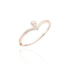 Trendy Rose Gold Bracelet Bangle for Women Fashion Jewelry with Heart-Shaped Crown Diamond Charm for Parties