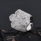 Fashion Jewelry Iced Out Diamond Crass Ring Full Pave Shiny Zircon Silver Cross Ring for Men and Women's Gift Hip Hop Jewelry
