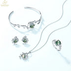 2023 Trendy Luxury S925 Sterling Silver Bracelet Children Green Moss Stone Aquatic Agate Fine Bangle Cross-Border New