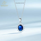 Hot Sale European and American Senior Princess Round Sapphire Necklace with Multi-Color Pendant Flower-shaped Chain Necklace