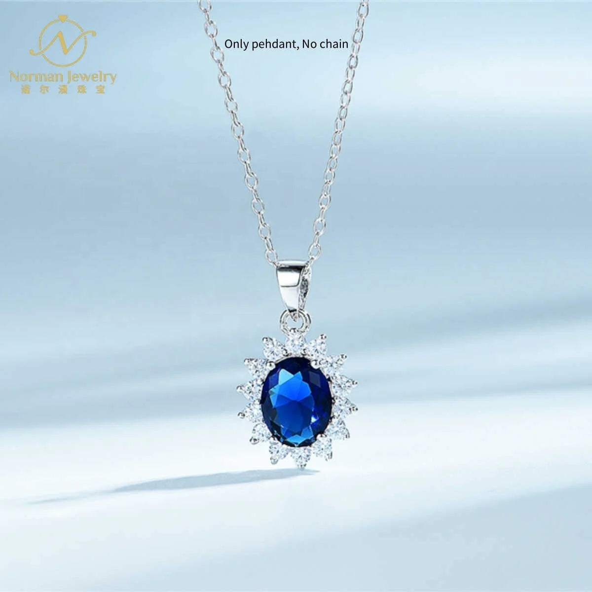 Hot Sale European and American Senior Princess Round Sapphire Necklace with Multi-Color Pendant Flower-shaped Chain Necklace