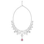 New Fashion Simple Elegant Brass Necklace for Women Trendy Pink Zirconia for Parties and Weddings