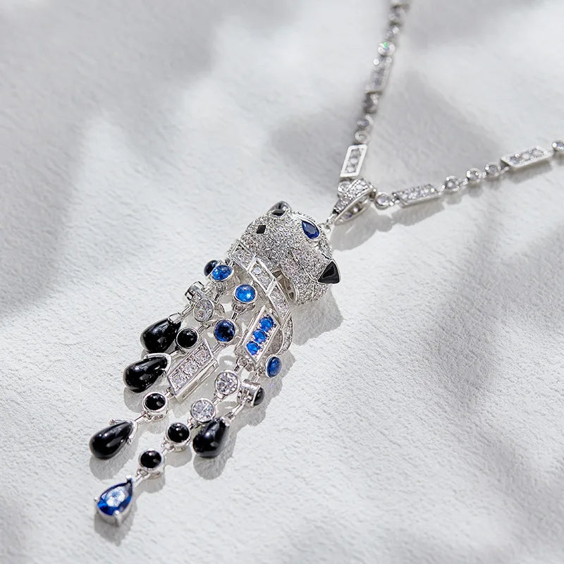 High-End Fashionable Women's Diamond-Inlaid Brass Necklace with Zircon Fan-Shaped Pendant Rose Gold for Wedding Anniversary Gift