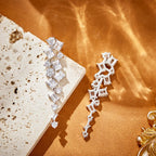 Luxury Copper Gold-Plated Long Square Diamond Pendant Earrings Retro Tassel Design for Socialite Gatherings