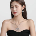 High Quality Full Diamond Sweater Chain Fan Shaped Brass Necklace with Zircon for Weddings in Europe and America