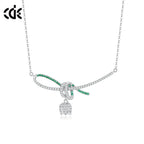 Collection 925S Fine Women's Necklace Spring Bells 5A Zirconia Rhodium Plated Pendant 925 Sterling Weddings Parties