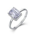 Women's S925 Silver Inlaid VVS Emerald Cut Moissanite Engagement Ring New Classic Cross-Border Design Accessible Luxury