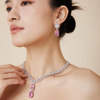 18K Gold-Plated Fine Dangle Earrings Gentle Pink/Yellow Square Diamond Geometric Petal Designs Stylish Atmospheric