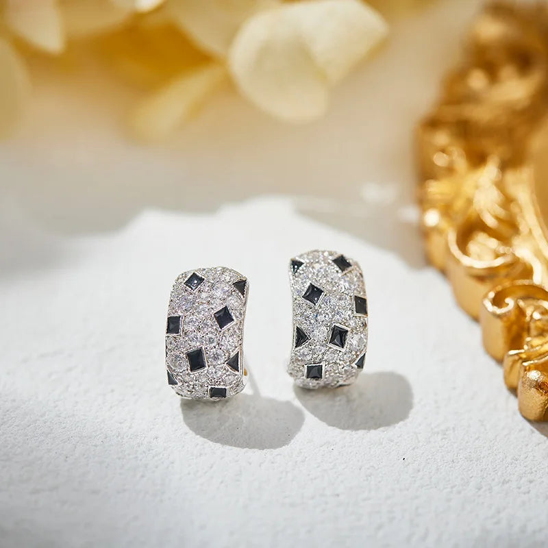 18k Copper Gold-plated Zirconium Inlaid Cute and Exquisite Leopard Print Earrings Versatile for Daily Women's Jewelry