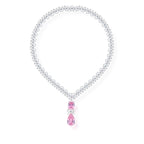 Luxury French Pearl Studded Teardrop Necklace for Women Trendy Collarbone Chain Diamond Necklace for Wedding or Evening Dress