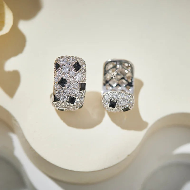 18k Copper Gold-plated Zirconium Inlaid Cute and Exquisite Leopard Print Earrings Versatile for Daily Women's Jewelry
