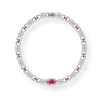 Fashionable High-End Rhodium Plated Ruby Necklace Dazzling Brass Material with Zircon Main Stone Trendy Collarbone Chain
