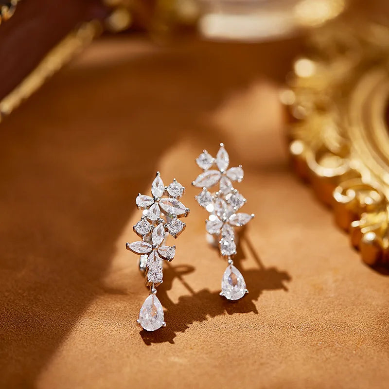 High Quality Fine Jewelry Pear Cut Excellent 18k White Gold Lab Grown Diamond Earrings