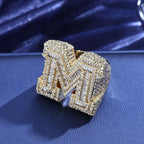 New Hip Hop M-Character Zircon Letter Ring Wholesale Men's Trendy Style Trendy Men's Personalized Ring