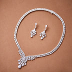 Rhodium Private Custom Fashionable Women's Marquise Shaped Zircon Necklace with a Luxurious Design and Collarbone Chain