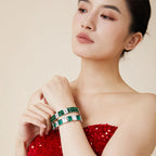 18K Gold-Plated Brass Bracelet for Men and Women Emerald Rhodium Plated Luxurious Daily Accessory for Engagement