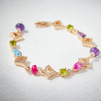 Luxury Fashion Women's Water Drop Fan-Shape Beaded Bracelet 18K Gold-Inlaid Electroplated Brass with Zircon Main Stone