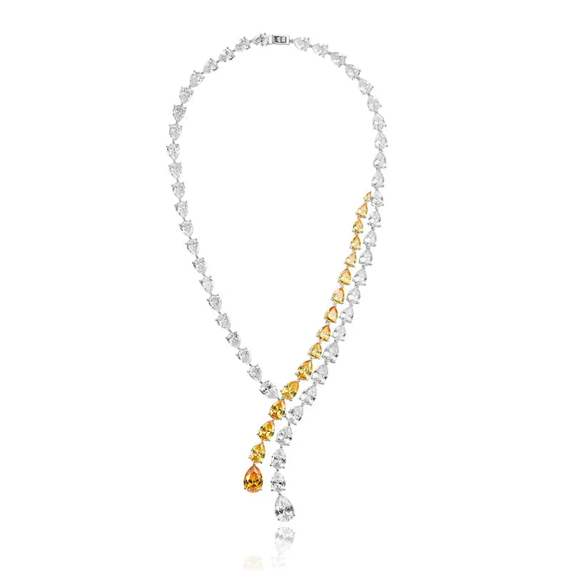 Anster Design Luxury Diamond Necklace for Ladies Hot Sale Yellow White Zircon Rhodium Plating Trendy Style for Prom Party Ball