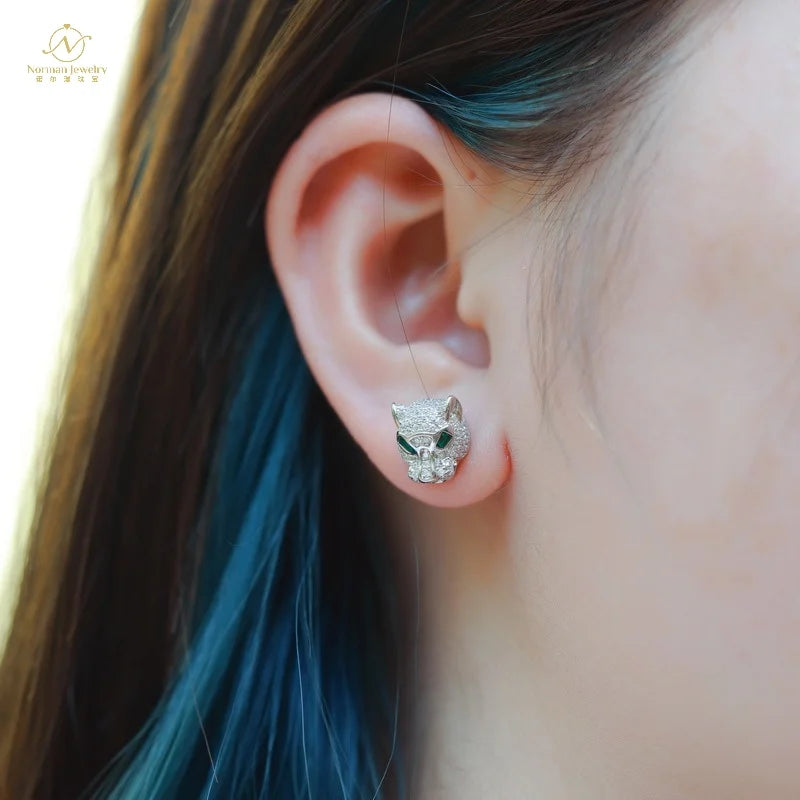 Women's Stylish Cheetah-Style S925 Silver Zircon Cross-Border Falling Galaxy Mainly Silver Earrings for Party Fashion Style Full