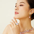 High Quality Champagne Plated Powder Wedding Ring Featuring Morgan Zircon for Arab Saudi Brides Bridesmaids Parties