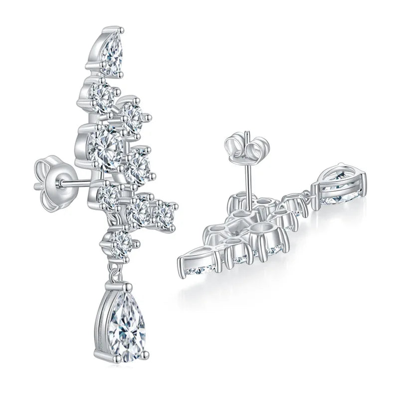 Luxury High-End 925 Sterling Silver Women's Cross-Border Source 5*8mm Pear-Shaped Moissanite Stud Earrings Full Diamond Earrings