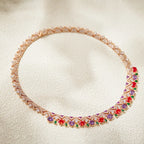 High-End 18K Gold Orange Purple Plated Brass Necklace Irregular Triangular Design Classic Dress Collarbone Anniversary