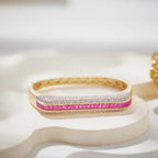 Champagne Plated Straight Shaped Bracelet with Red Zircon Plating High-End Fashionable Jewelry Accessories Men Women Engagement