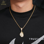 S925 Silver Inlaid Moissanite Pendant Unisex Boxing Gloves Bamboo Chain High Quality European American Trendy Hip Hop Parties