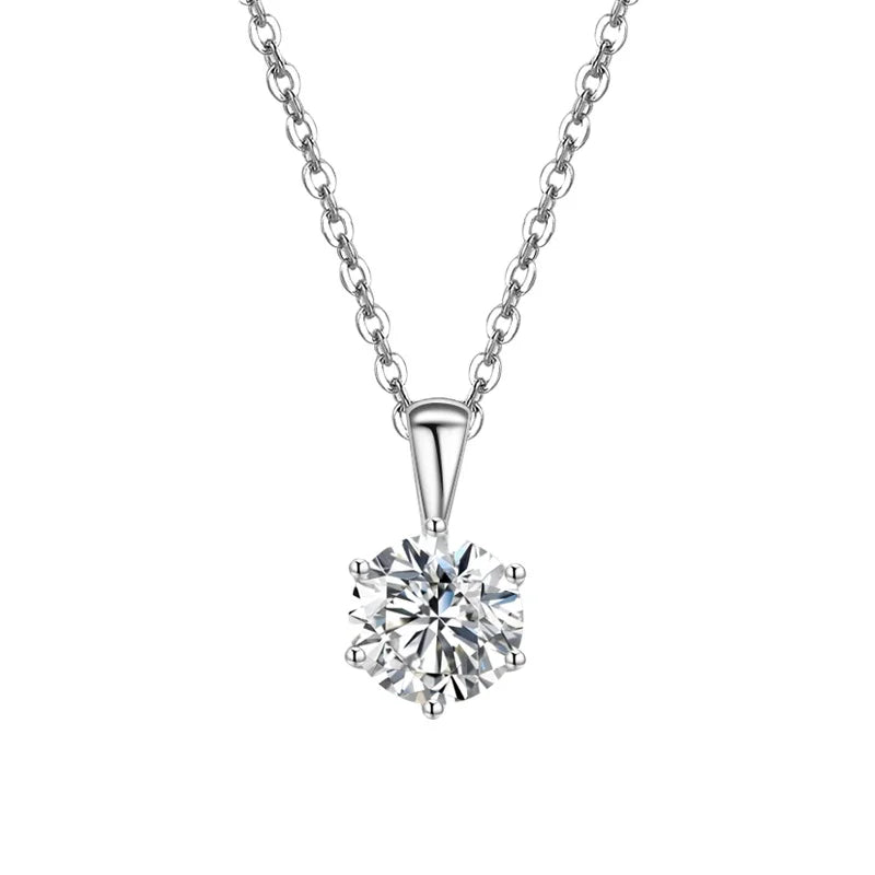 Sn278 925 Sterling Silver Classic Advanced 6 Prong Setting Necklace 9mm AAAA Cubic Zirconia for Women's Engagement Wedding Party