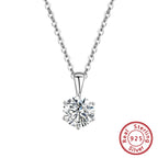 Sn278 925 Sterling Silver Classic Advanced 6 Prong Setting Necklace 9mm AAAA Cubic Zirconia for Women's Engagement Wedding Party