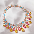 Brass Plated Champagne Gold Exaggerate Sexy Fashion Colorful Evening Dress Necklace Morgan Powder Luxury Jewelry Short Chain