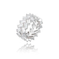 Full Iced Square Zircon Gemstone Couple Rings Jewellery Gold Silver Korean for Women Men Brass CZ Ring Geometric Support 9g 12mm