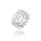 Full Iced Square Zircon Gemstone Couple Rings Jewellery Gold Silver Korean for Women Men Brass CZ Ring Geometric Support 9g 12mm