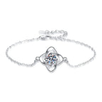 925 Sterling Silver Lucky Clover Niche Design Bracelet Simple Korean Version 1 Carat Moissanite Fine Craftsmanship Texture