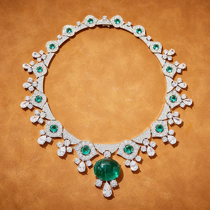 Trendy Unisex Hexagon Brass CZ Necklace with Rhodium Plated Custom Chain Custom Party Jewelry for Ladies