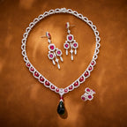 Trendy Crystal Water Necklace with Exquisite Rhodium-Plated Goddess Design Brass Pendant Green Water Droplet for Grandmothers