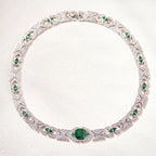 Wholesale Brass Electroplated Green Small Fan Chocker Necklace Set Women's Evening Dress Jewelry