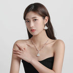 Champagne Plated Finish Fan-Shaped Decorative Necklace for Neutral High-End Fashion Wedding Banquets Parties