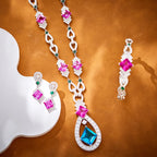 Exquisite Natural Sapphire Necklace Retro Water Droplet Pendant Geometric Gold Jewelry Women's Engagement Rhodium