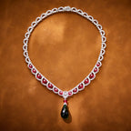 Trendy Crystal Water Necklace with Exquisite Rhodium-Plated Goddess Design Brass Pendant Green Water Droplet for Grandmothers