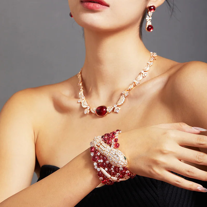 Premium Custom Jewelry Star Same Style Ruby Evening Dress Women's Dress Necklace