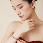 Champagne Plated Straight Shaped Bracelet with Red Zircon Plating High-End Fashionable Jewelry Accessories Men Women Engagement