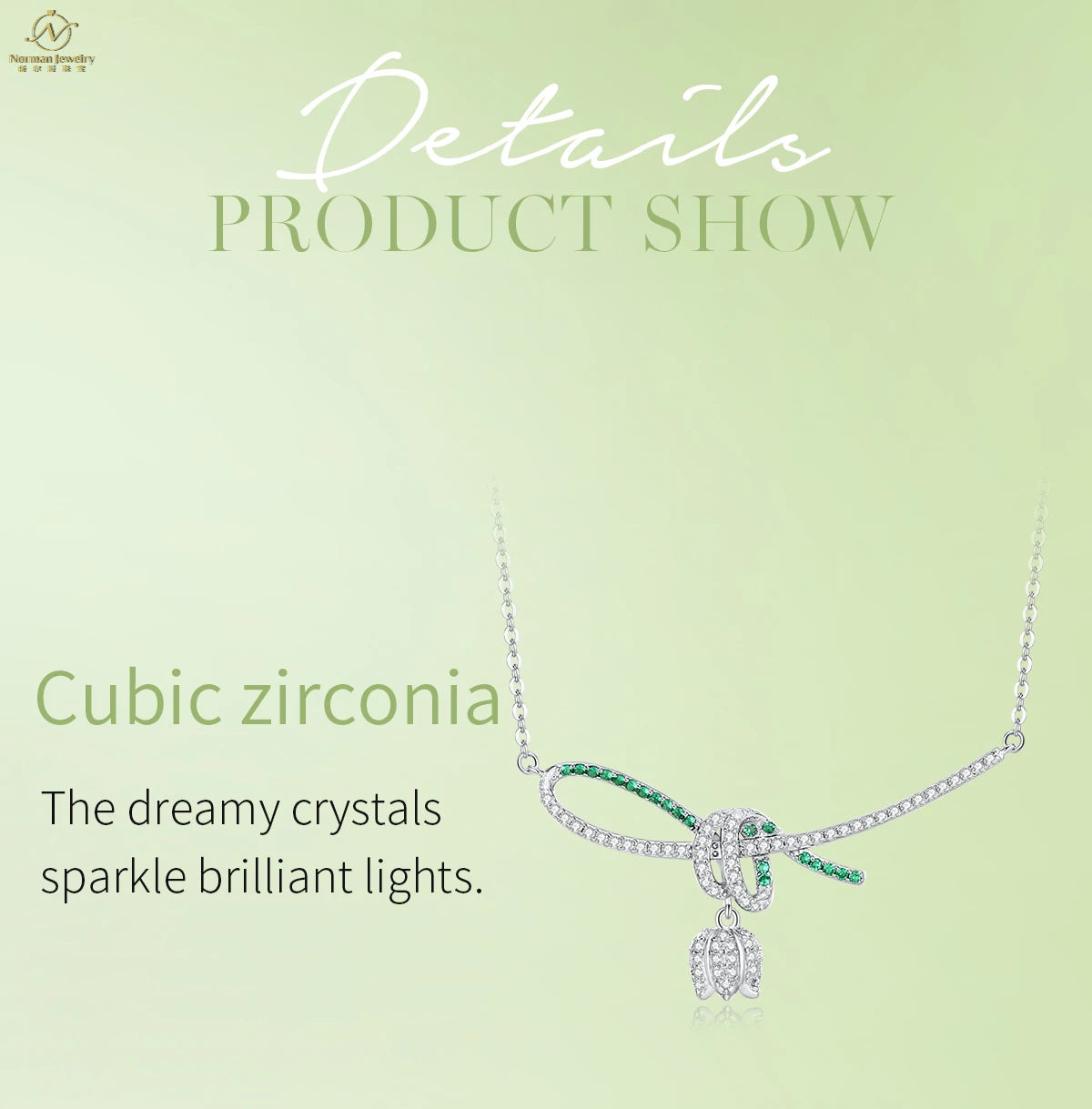 Collection 925S Fine Women's Necklace Spring Bells 5A Zirconia Rhodium Plated Pendant 925 Sterling Weddings Parties